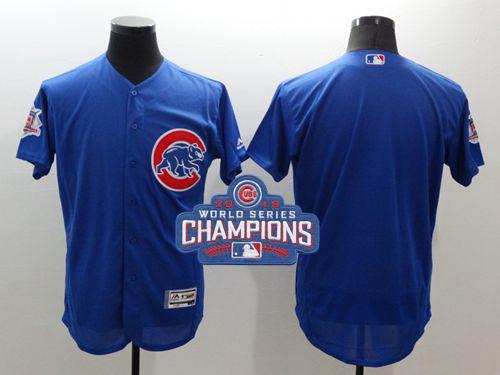 Cubs Blank Blue Flexbase Authentic Collection 2016 World Series Champions Stitched MLB Jersey - Click Image to Close